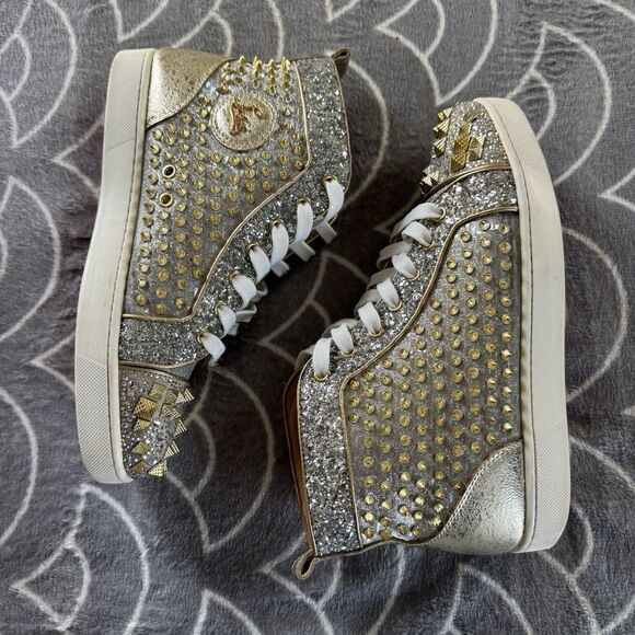 Christian Louboutin High Top Sneaker Flat Spikes Crystals Stra Men\'s Sz EU43 main image 14